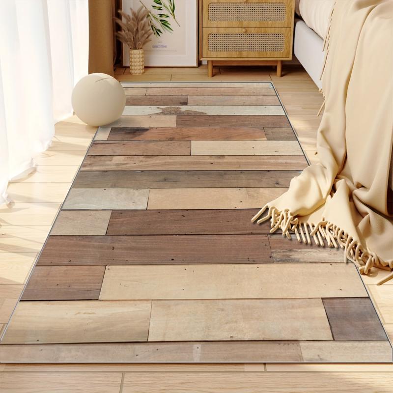 Vintage Wood Print Area Rug Distressed Floor Mat Non-slip Vintage Rug