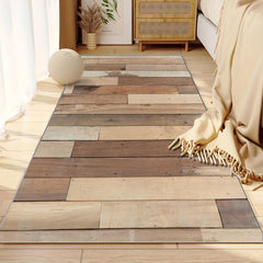 Vintage Wood Print Area Rug Distressed Floor Mat Non-slip Vintage Rug