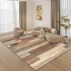 Vintage Wood Print Area Rug Distressed Floor Mat Non-slip Vintage Rug