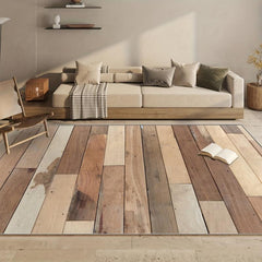 Vintage Wood Print Area Rug Distressed Floor Mat Non-slip Vintage Rug