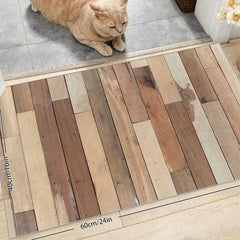 Vintage Wood Print Area Rug Distressed Floor Mat Non-slip Vintage Rug