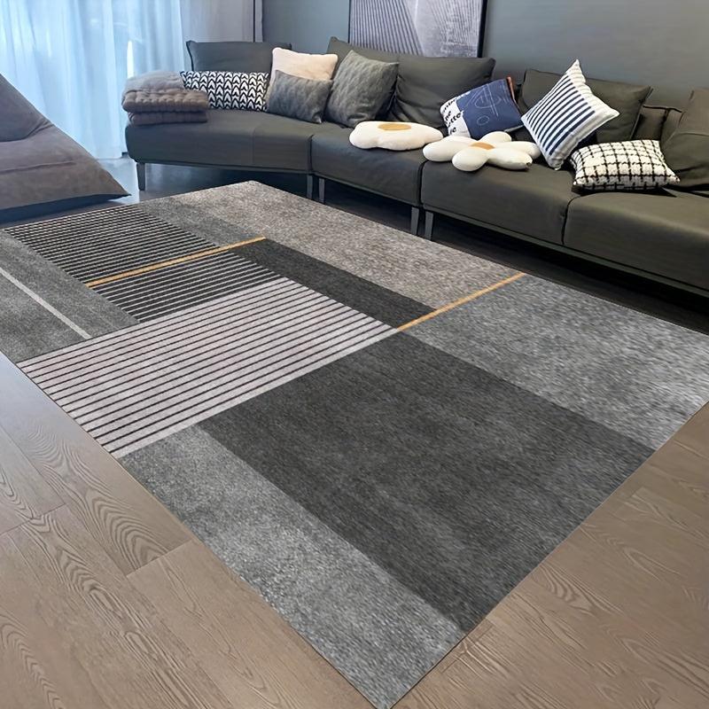 Large Nordic Area Rug Modern Geometric Velvet Carpet Non-slip Soft Polyester Mat