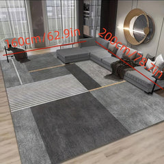 Large Nordic Area Rug Modern Geometric Velvet Carpet Non-slip Soft Polyester Mat