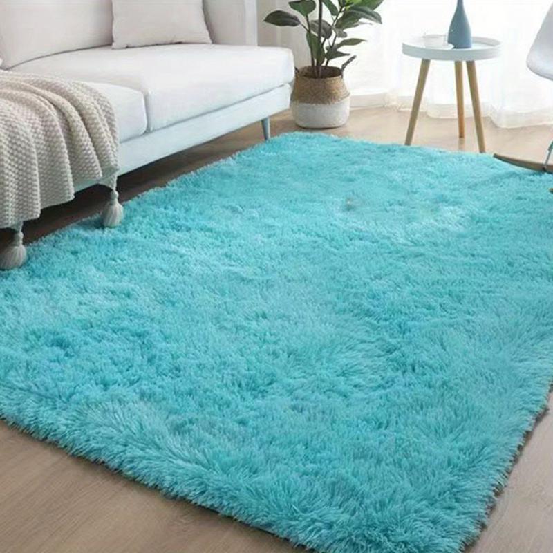 Teal Plush Shag Rug Soft Fluffy Area Carpet for Living Room Bedroom Nursery