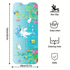 Undersea World Bathtub Mat Non Slip Anti Slip Mat Dolphin Print Suction