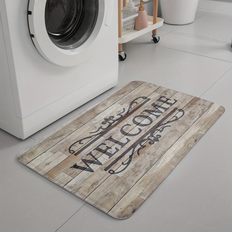 Vintage Style Printed Doorway Kitchen Bathroom Toilet Non-slip Absorbent Wear-re