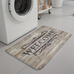 Vintage Style Printed Doorway Kitchen Bathroom Toilet Non-slip Absorbent Wear-re