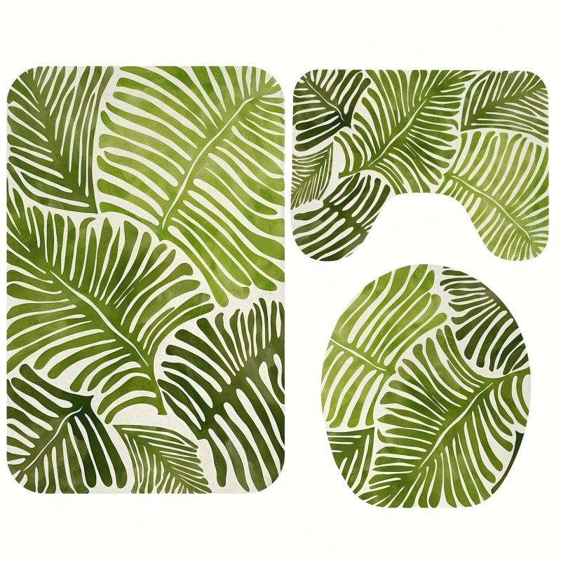 Non Slip Rainforest Leaves Bath Mat, Soft Standing Rug for Bathroom