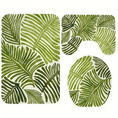 Non Slip Rainforest Leaves Bath Mat, Soft Standing Rug for Bathroom