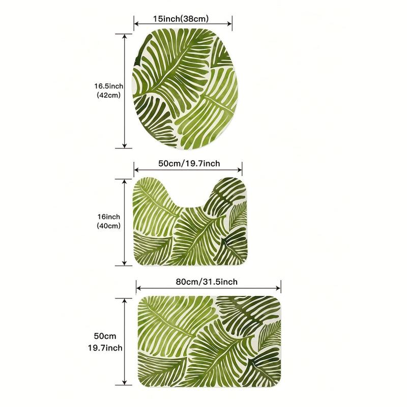Non Slip Rainforest Leaves Bath Mat, Soft Standing Rug for Bathroom