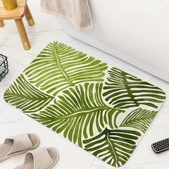 Non Slip Rainforest Leaves Bath Mat, Soft Standing Rug for Bathroom