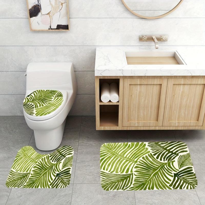 Non Slip Rainforest Leaves Bath Mat, Soft Standing Rug for Bathroom