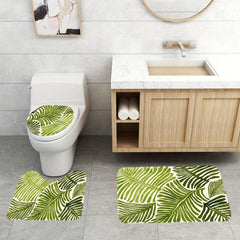Non Slip Rainforest Leaves Bath Mat, Soft Standing Rug for Bathroom