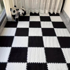 12pcs Plush Puzzle Foam Floor Mat Splicing Carpet Anti-fall Bedside Mat