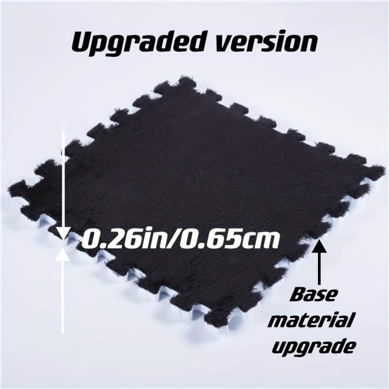 12pcs Plush Puzzle Foam Floor Mat Splicing Carpet Anti-fall Bedside Mat