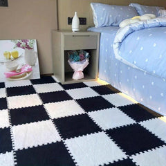 12pcs Plush Puzzle Foam Floor Mat Splicing Carpet Anti-fall Bedside Mat