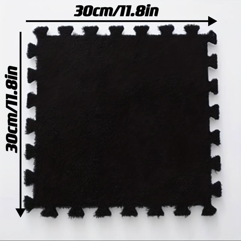 12pcs Plush Puzzle Foam Floor Mat Splicing Carpet Anti-fall Bedside Mat