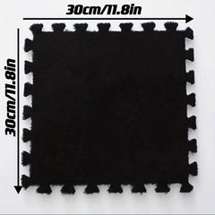 12pcs Plush Puzzle Foam Floor Mat Splicing Carpet Anti-fall Bedside Mat