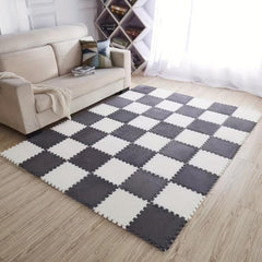 12pcs Plush Puzzle Foam Floor Mat Splicing Carpet Anti-fall Bedside Mat