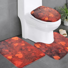 3pcs Memory Foam Toilet Mat Marble Print Bathroom Non-slip Floor Mat