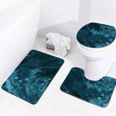3pcs Memory Foam Toilet Mat Marble Print Bathroom Non-slip Floor Mat