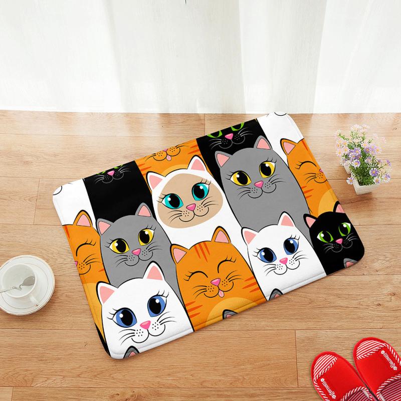 Durable Cat Pattern Non Slip Door Mat 40x60cm