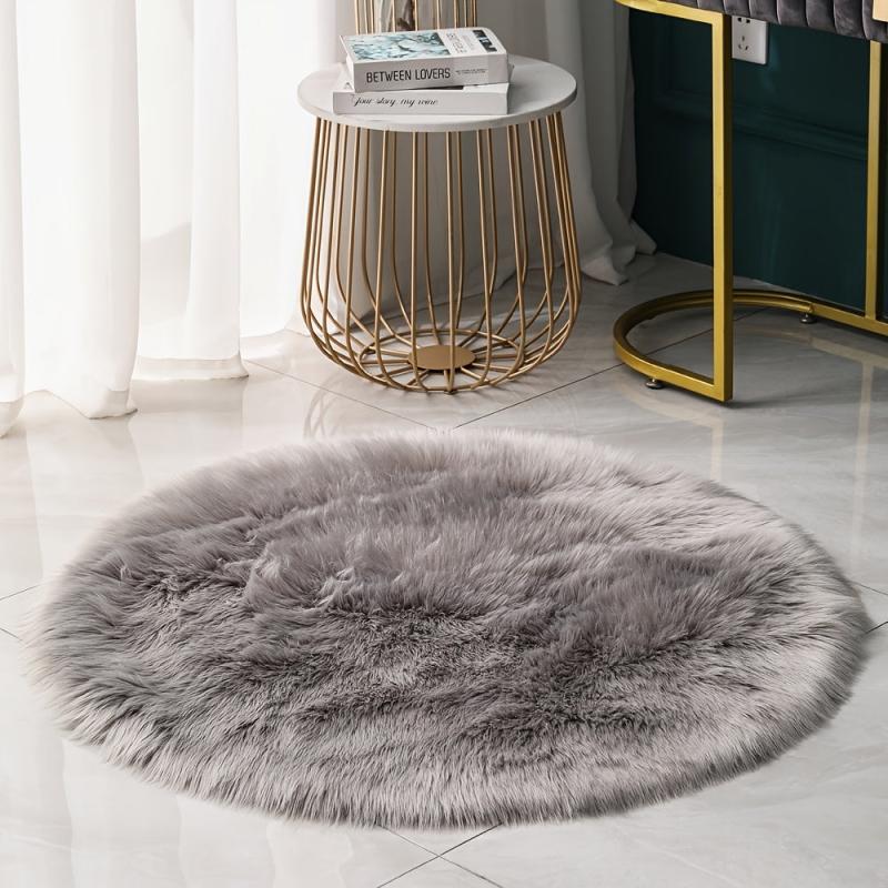 19 39 89 Fluffy Mat Rug Round Faux Fur Sheepskin Rug