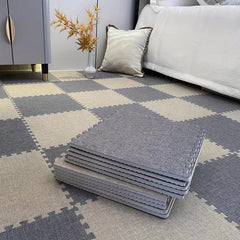 10pcs Linen Floor Interlocking Mat Seat Mat Square Carpet Fluffy Area Rug