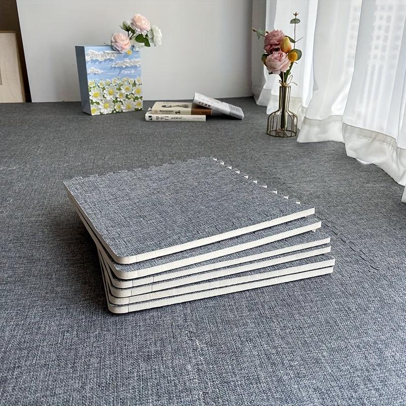 10pcs Linen Floor Interlocking Mat Seat Mat Square Carpet Fluffy Area Rug