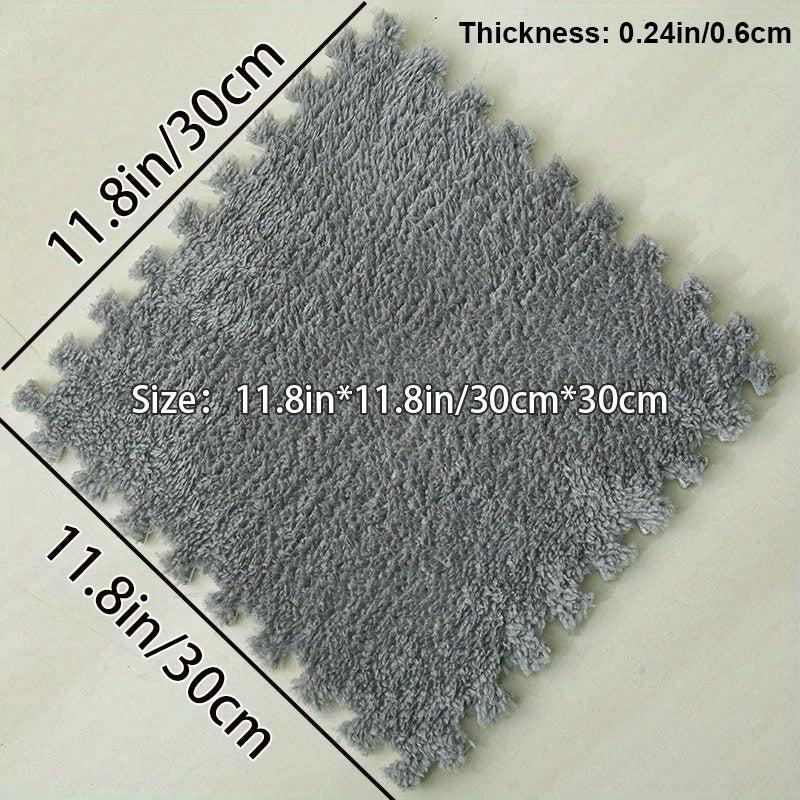 6pcs Plush Puzzle Foam Floor Mat Square Interlocking Carpet Fluffy Area Rug