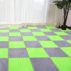 6pcs Plush Puzzle Foam Floor Mat Square Interlocking Carpet Fluffy Area Rug