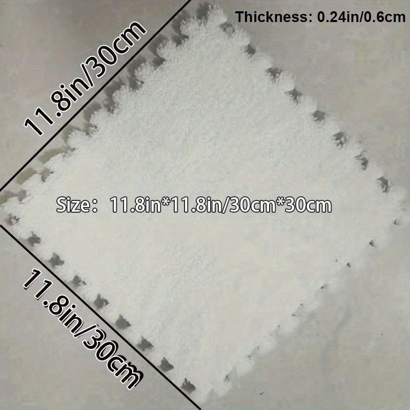 6pcs Plush Puzzle Foam Floor Mat Square Interlocking Carpet Fluffy Area Rug
