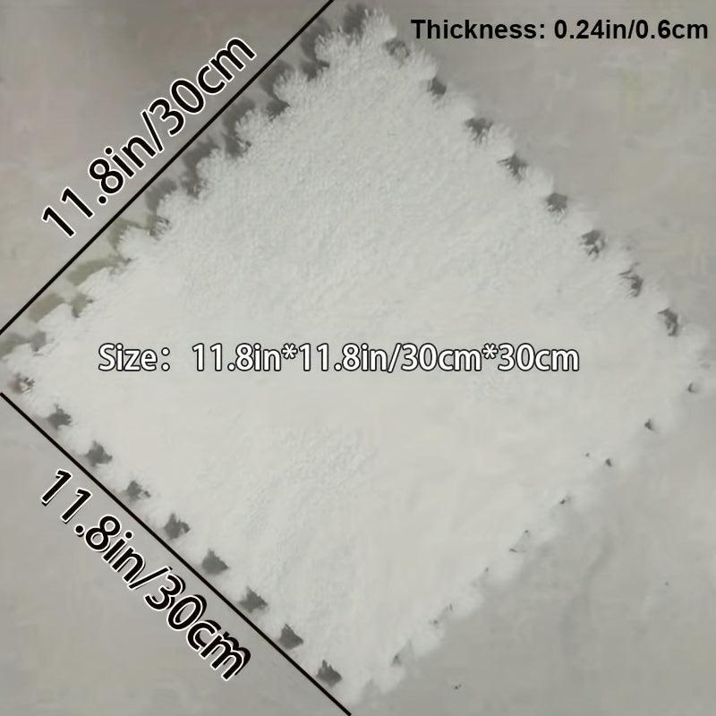 6pcs Plush Puzzle Foam Floor Mat Square Interlocking Carpet Fluffy Area Rug