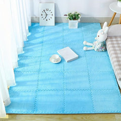 6pcs Plush Puzzle Foam Floor Mat Square Interlocking Carpet Fluffy Area Rug