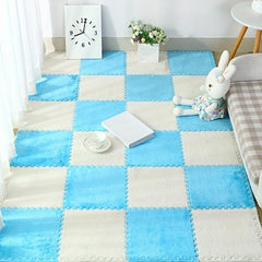 6pcs Plush Puzzle Foam Floor Mat Square Interlocking Carpet Fluffy Area Rug