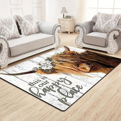 Rustic Highland Cattle Area Rug Non Slip Shaggy Carpet for Living Room Bedroom