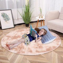 Tie Dye Plush PV Velvet Area Rug - American Style Round Floor Decor