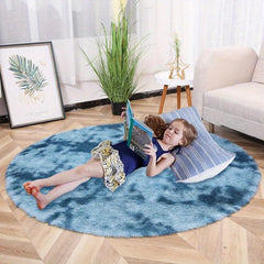 Tie Dye Plush PV Velvet Area Rug - American Style Round Floor Decor