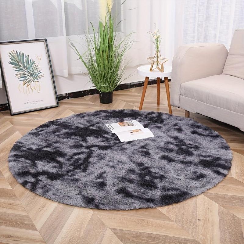 Tie Dye Plush PV Velvet Area Rug - American Style Round Floor Decor