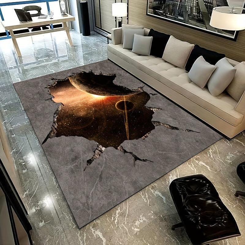 Golden Diamond Fleece Carpet Living Room Bedroom Coffee Table Mat Soft Non-slip