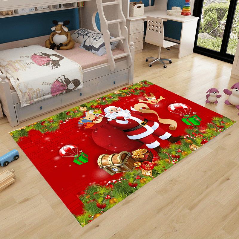Christmas Area Rug Non Slip Backing, Bedroom Living Room Decor Xmas Tree Mat