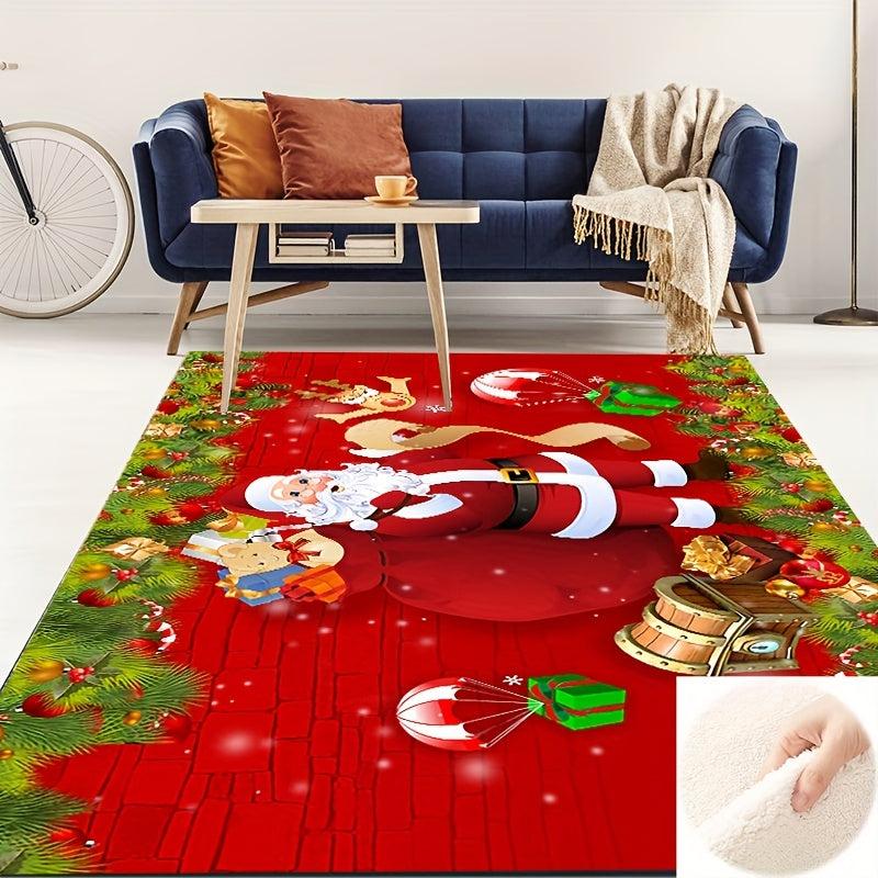 Christmas Area Rug Non Slip Backing, Bedroom Living Room Decor Xmas Tree Mat