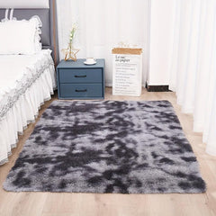 Soft Tie-Dyed Plush Area Rug Washable Shag Furry Carpet for Bedroom Living Room