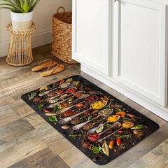 Spices & Cutlery Patterned Kitchen Floor Mat