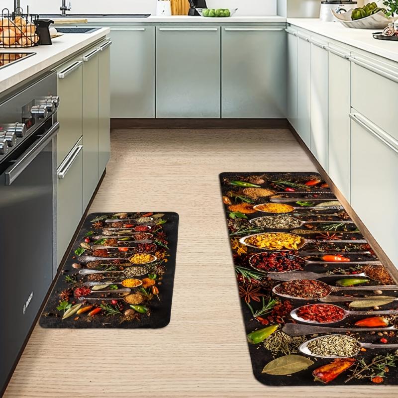 Spices & Cutlery Patterned Kitchen Floor Mat