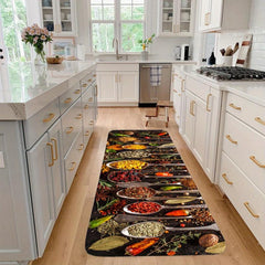 Spices & Cutlery Patterned Kitchen Floor Mat