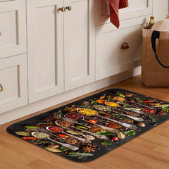 Spices & Cutlery Patterned Kitchen Floor Mat