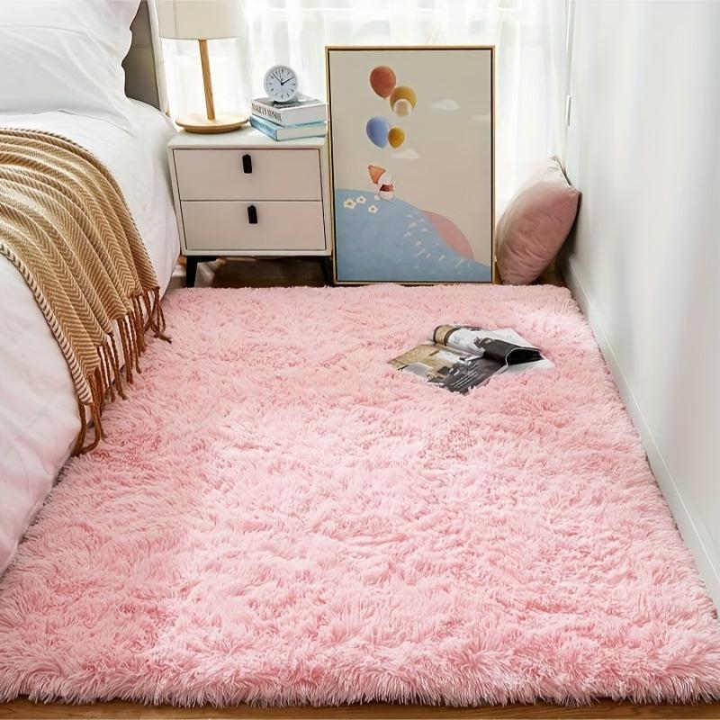 Pink Shaggy Rug Suits Living Room / Bedroom, Anti-slip & Washable