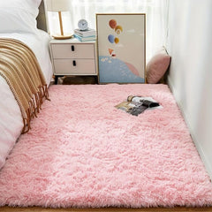 Pink Shaggy Rug Suits Living Room / Bedroom, Anti-slip & Washable