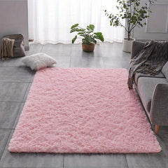 Pink Shaggy Rug Suits Living Room / Bedroom, Anti-slip & Washable